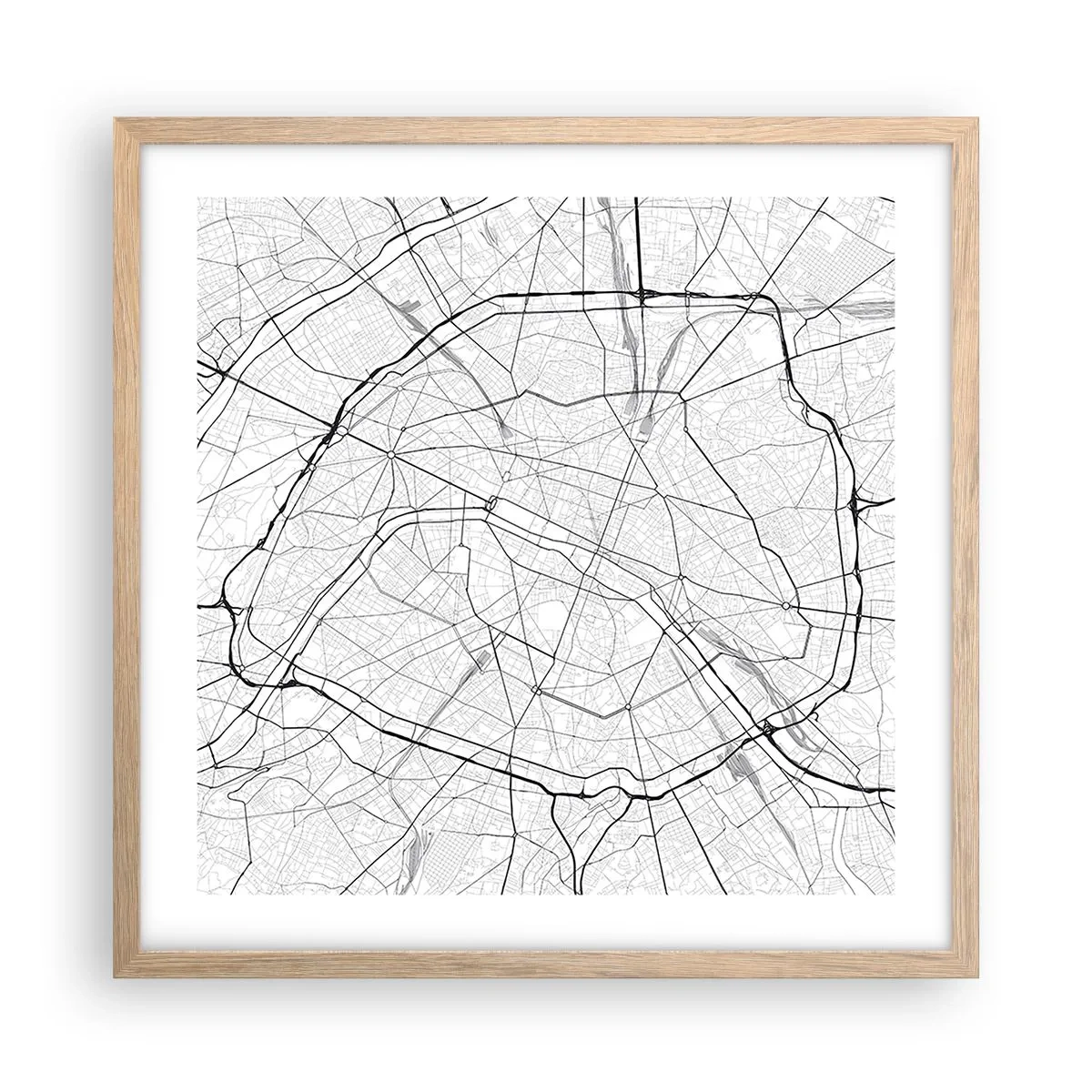 Affiche dans un chêne clair - Poster - Fleur de Paris - 50x50 cm