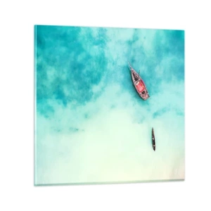 Impression sur verre - Image sur verre - Car sur les plages de Zanzibar, quand il y a un débordement d'eau... - 30x30 cm