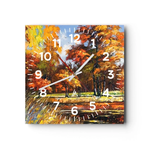 Horloge murale - Pendule murale - Paysage en or et bronze - 40x40 cm