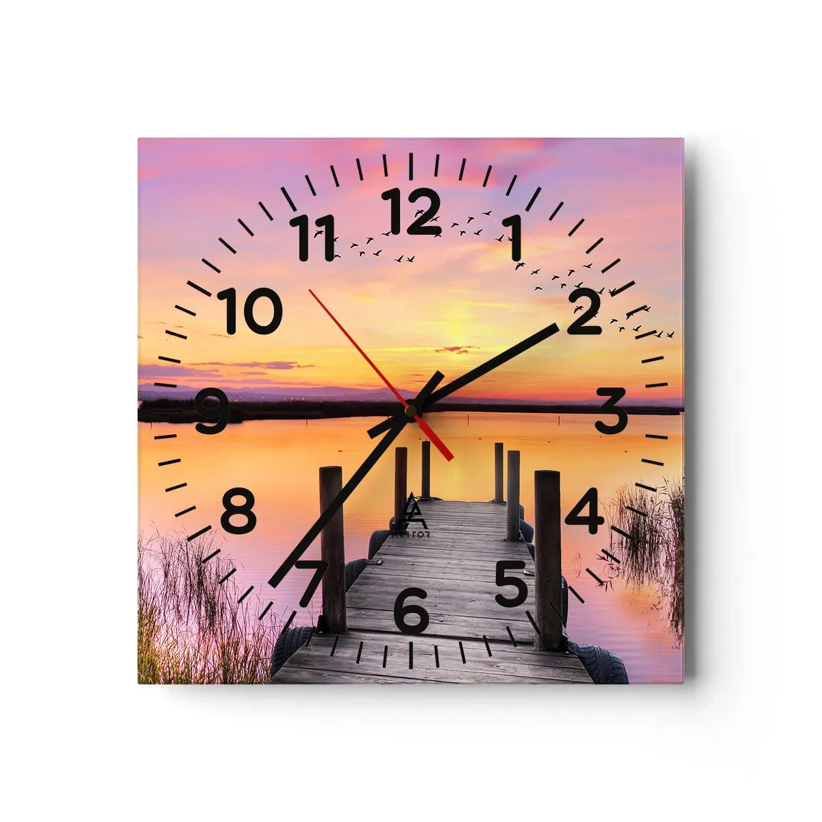 Horloge murale - Pendule murale - Aube silencieuse violette - 30x30 cm