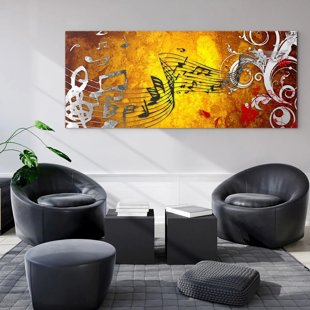 Impression sur verre - Image sur verre - Que la musique coule - 90x30 cm