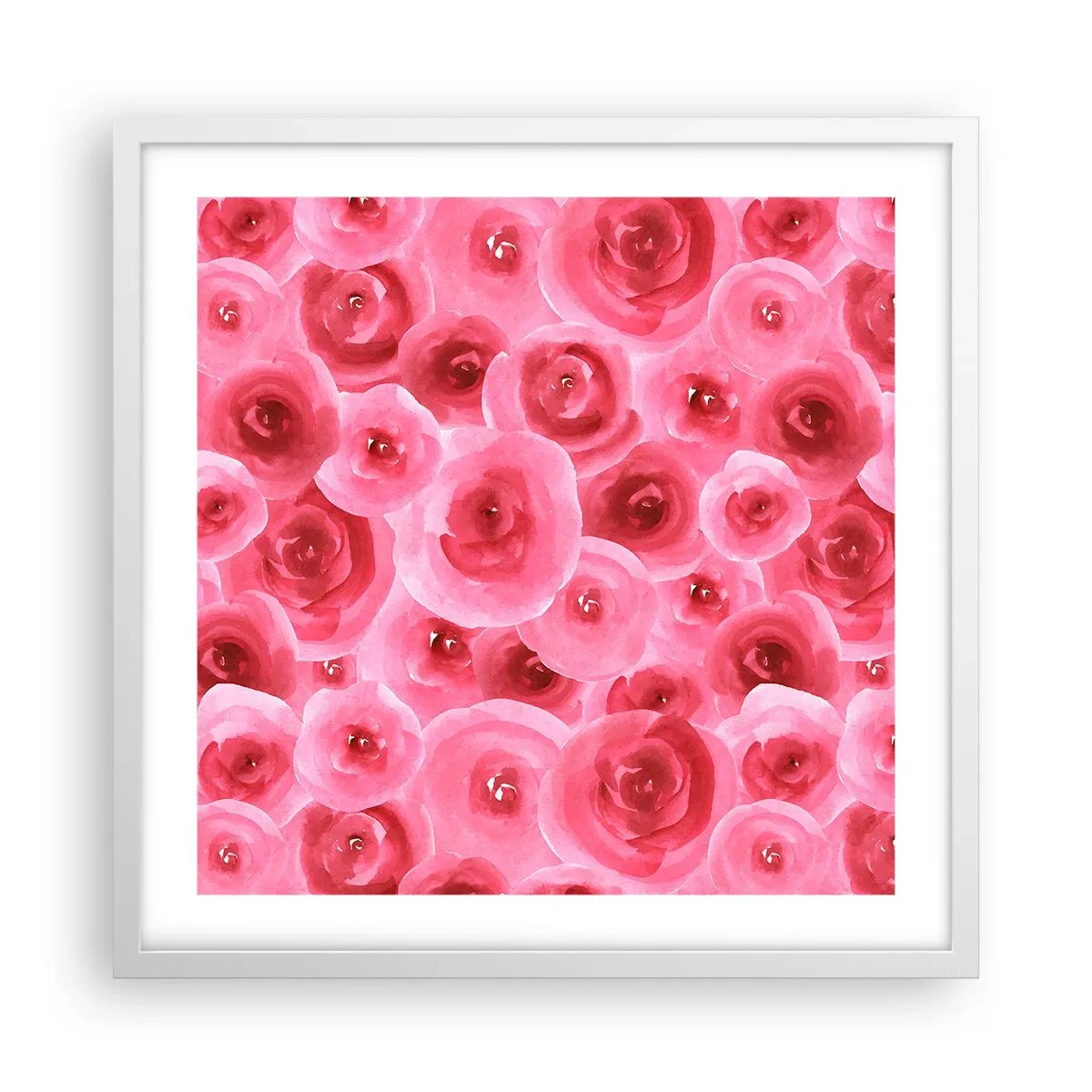 Affiche dans un cadre blanc - Poster - Roses en-haut et en-bas - 50x50 cm