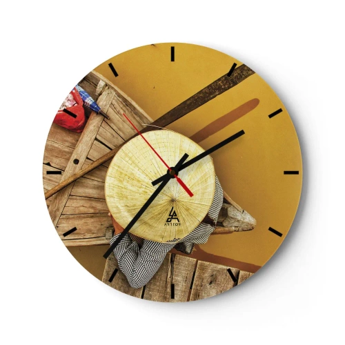 Horloge murale - Pendule murale - La vie sur le fleuve Jaune - 40x40 cm