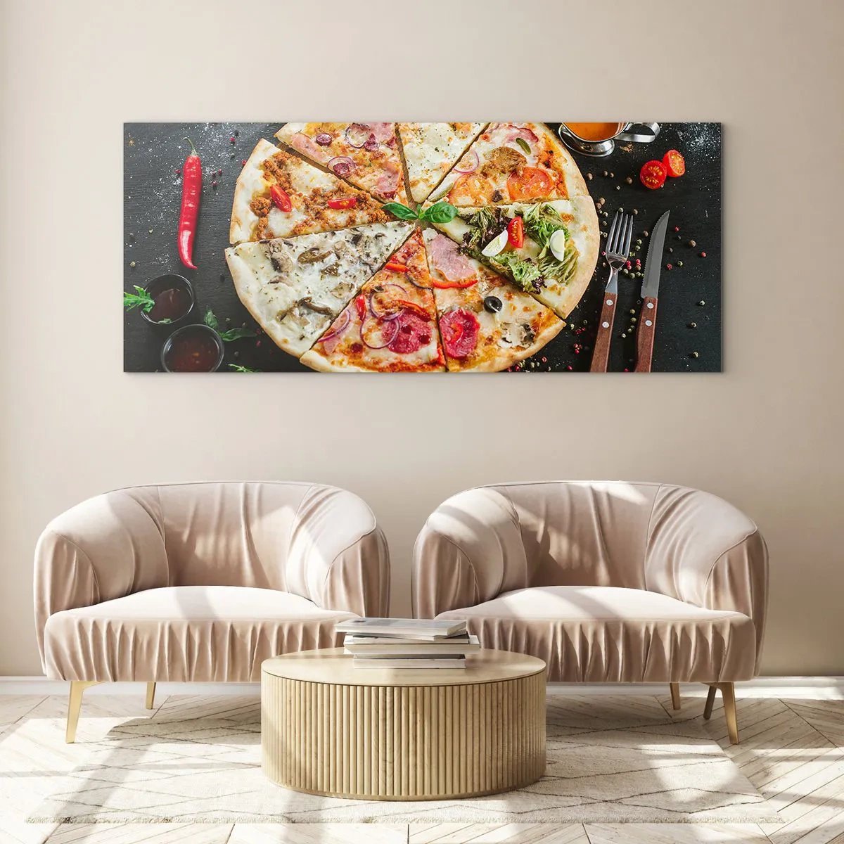 Impression sur verre - Image sur verre - Une gamme de saveurs - 100x40 cm