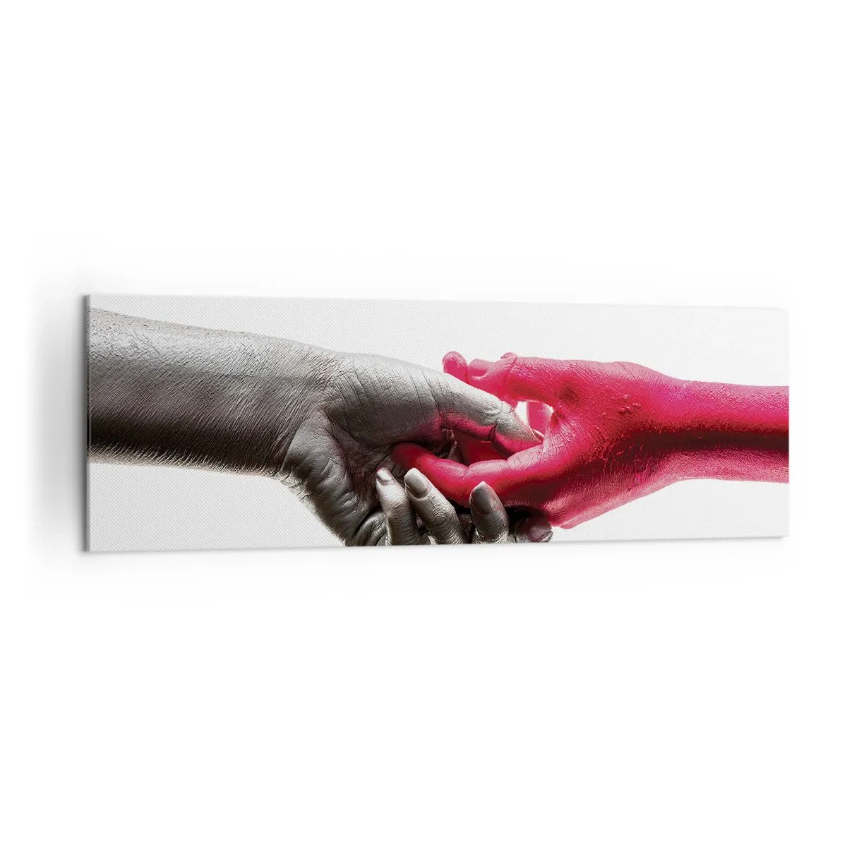 Impression sur toile - Image sur toile - Aiguilles symboliques en argent et rouge - 160x50cm - Ensemble, bien que différents - Décoration murale moderne pour le salon et la chambre ARTTOR