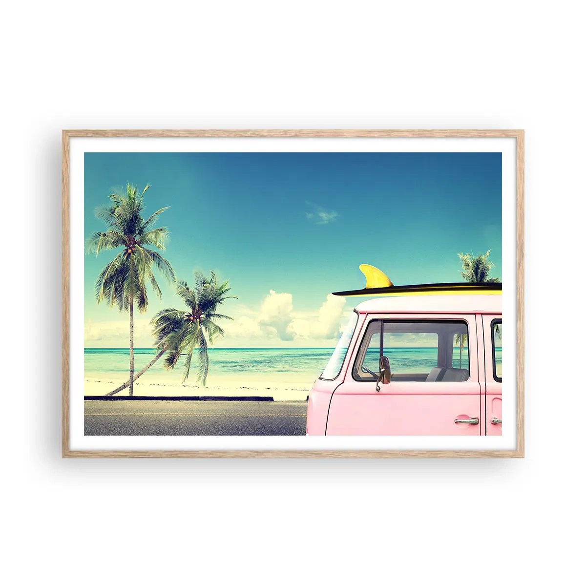 Affiche dans un chêne clair - Poster - Il est temps de commencer les vacances - 100x70 cm