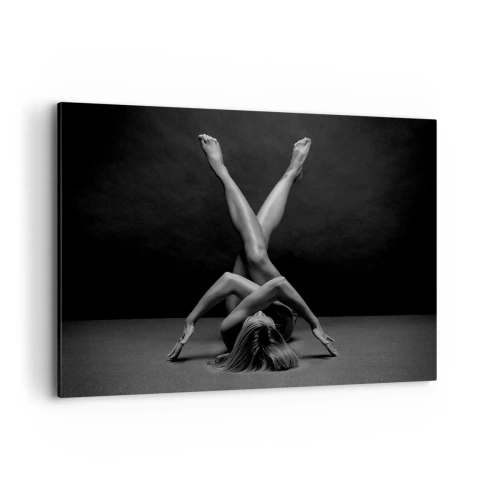 Impression sur toile - Image sur toile - Une vision artistique d'une femme en noir et blanc - 100x70cm - Géométrie de la nudité - Décoration murale moderne pour le salon et la chambre ARTTOR