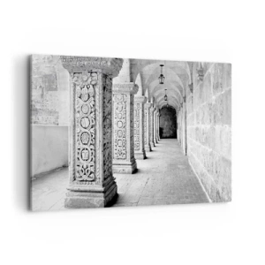 Impression sur toile - Image sur toile - Colonnes historiques dans une prise de vue monochrome - 120x80cm - Où cela mène-t-il…? - Décoration murale moderne pour le salon et la chambre ARTTOR
