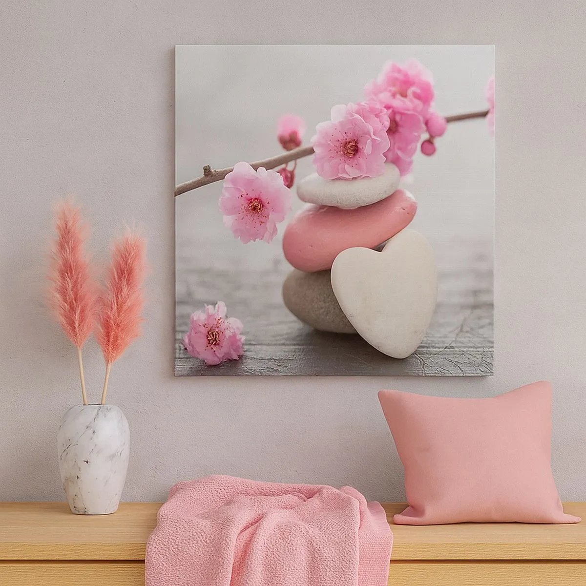 Impression sur toile - Image sur toile - Le bonheur avec une fleur de cerisier - 30x30 cm