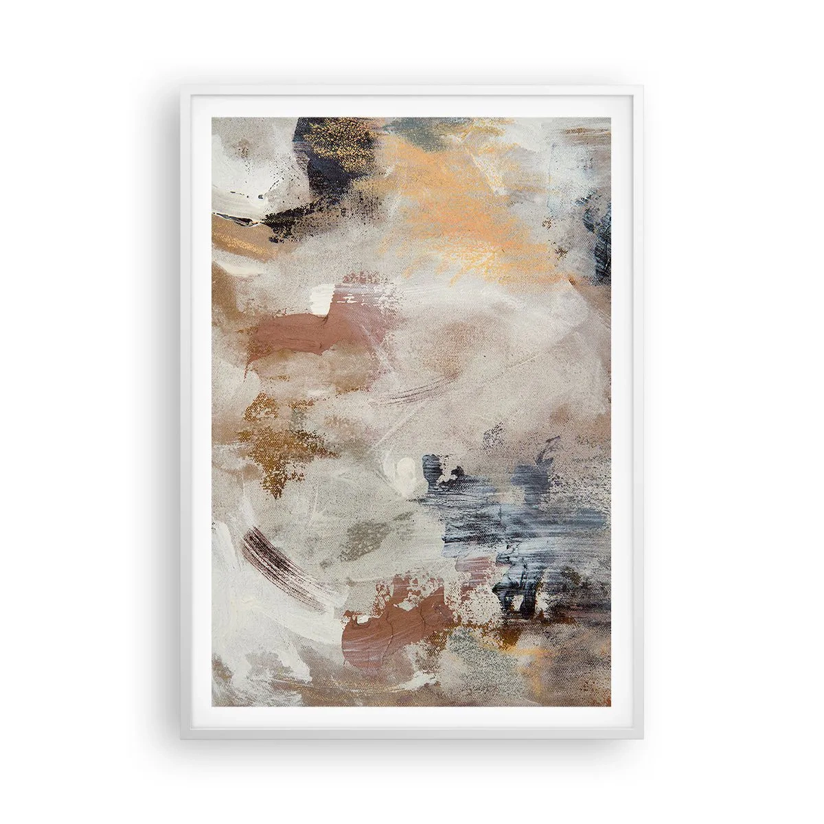 Affiche dans un cadre blanc - Poster - Abstraction brumeuse - 70x100 cm