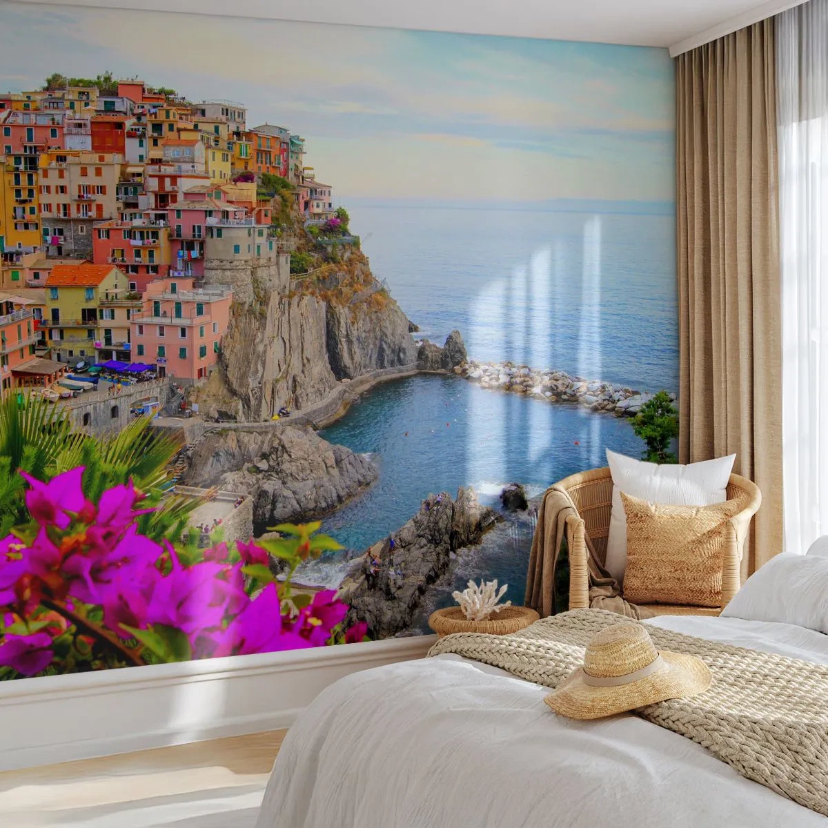 Papier Peint Autocollant Deluxe Sticker - La ville qui rit - Paysage, Manarol, Italie - 250x175 cm