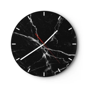 Horloge murale - Pendule murale - Surface en marbre noir avec veines blanches - 30x30cm - La vie secrète de la pierre - Décoration murale moderne pour le salon, la cuisine et la chambre ARTTOR