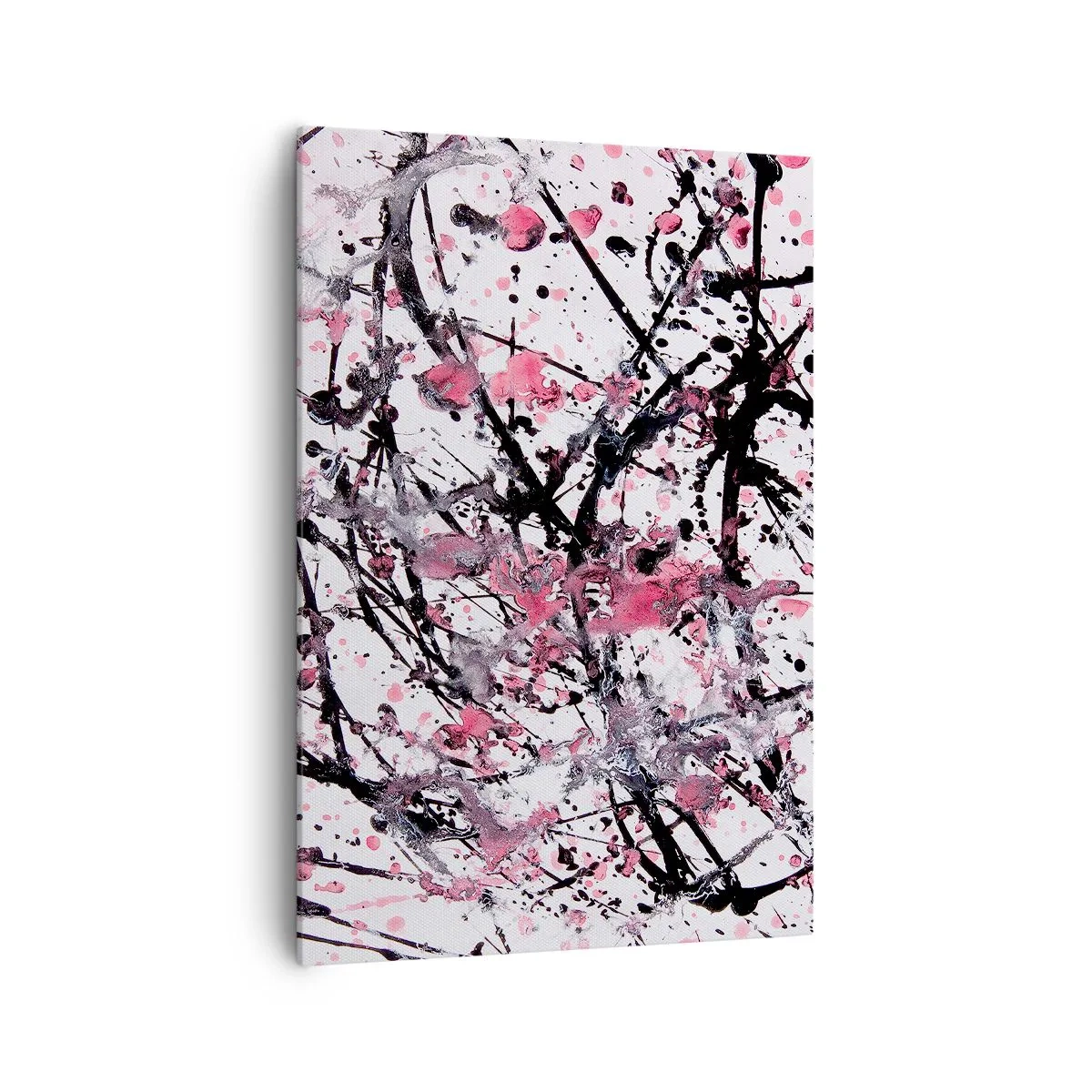 Impression sur toile - Image sur toile - Motif abstrait dans les tons de rose, noir et blanc - 70x100cm - La nature éphémère de la vie - Décoration murale moderne pour le salon et la chambre ARTTOR