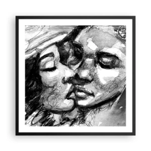 Affiche dans un cadre noir - Poster - Un moment tendre - 60x60 cm