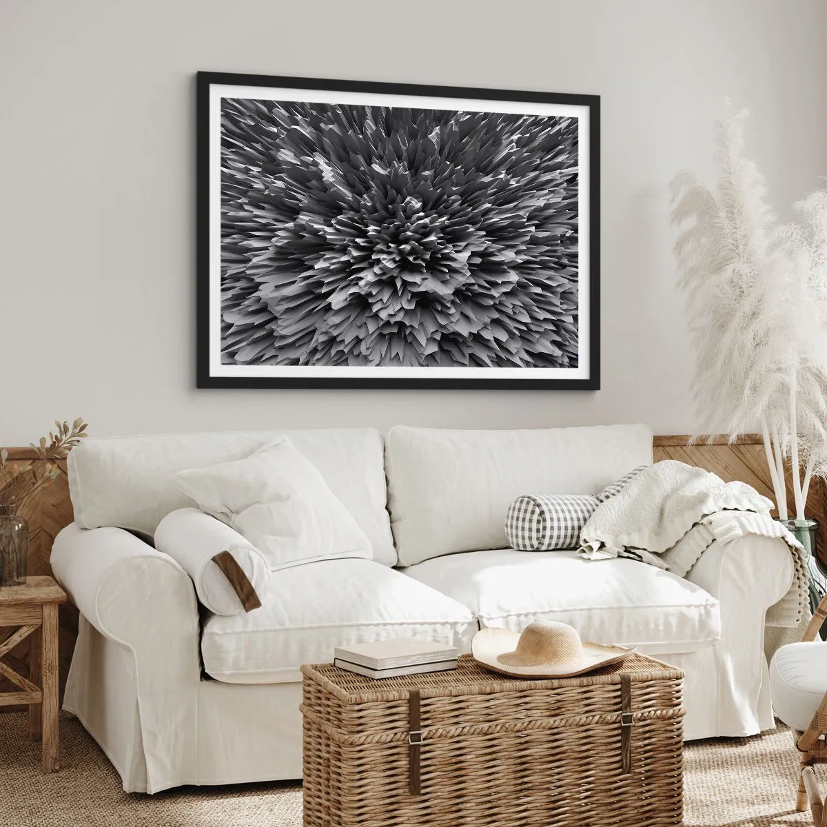 Affiche dans un cadre noir - Poster - Structure abstraite en nuances de gris - 100x70cm - Ça ne peut pas être plus dur que ça - Décoration murale moderne pour le salon et la chambre ARTTOR