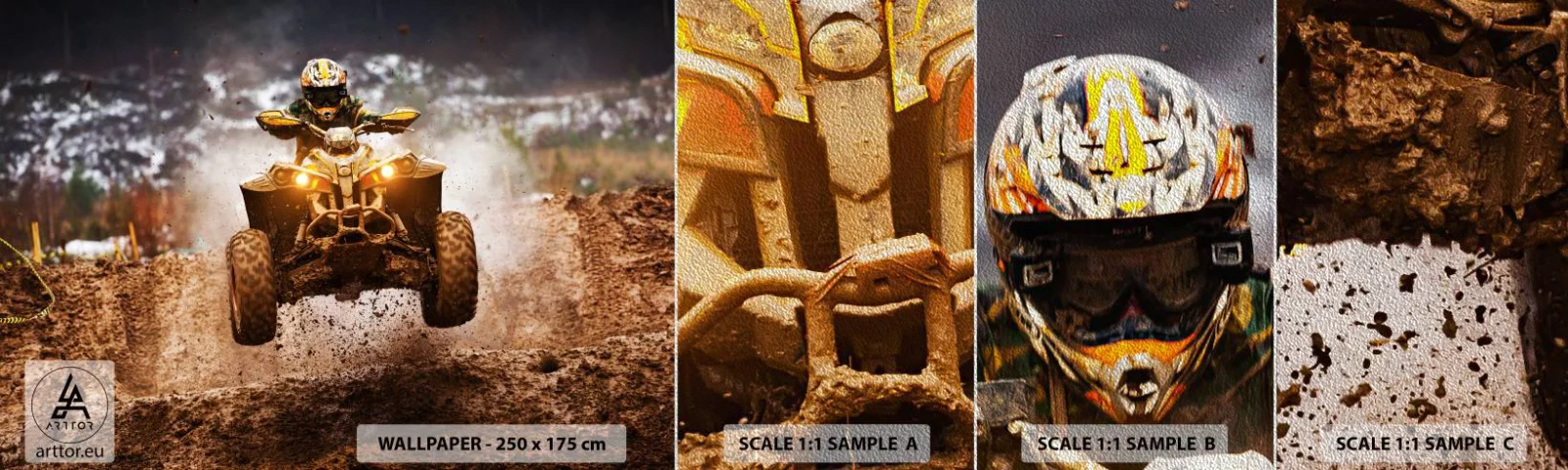 Échantillon de Papier Peint Premium Sand - No risk no fun - sport, Quad, Course - 100x30 cm