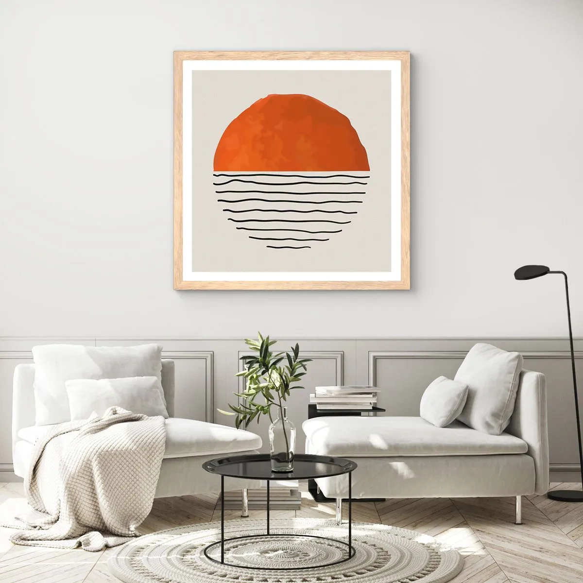 Affiche dans un chêne clair - Poster - Dans un climat japonnais - 50x50 cm