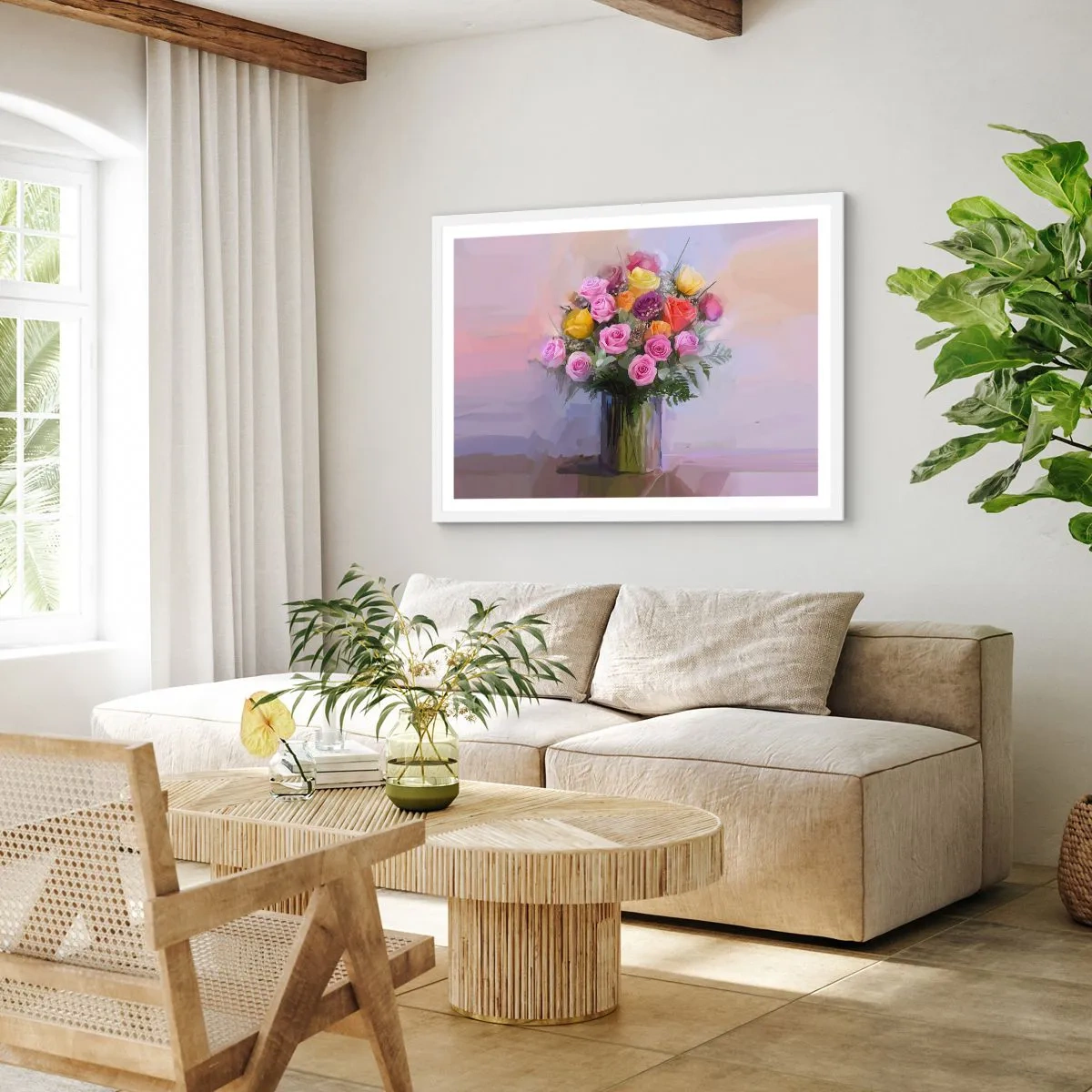 Affiche dans un cadre blanc - Poster - Beauté conservée - 70x50 cm