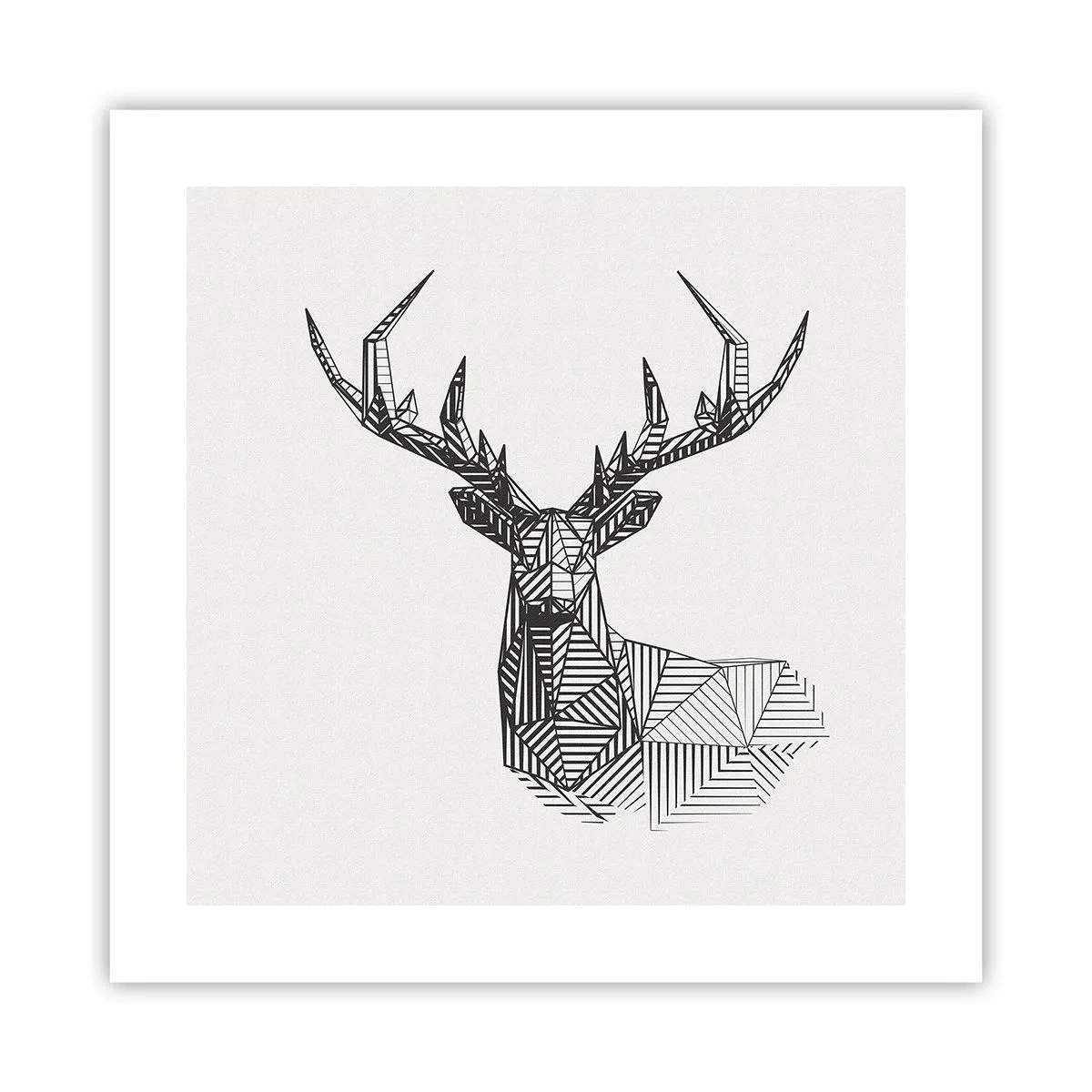 Affiche - Poster - Cerf dans un style cubique - 40x40 cm