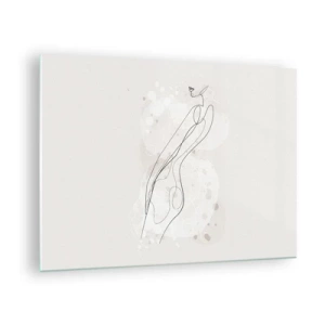 Impression sur verre - Image sur verre - Silhouette profilée d'une femme dans des tons beiges - 70x50cm - Trompe l'oeil - Décoration murale moderne pour le salon et la chambre ARTTOR