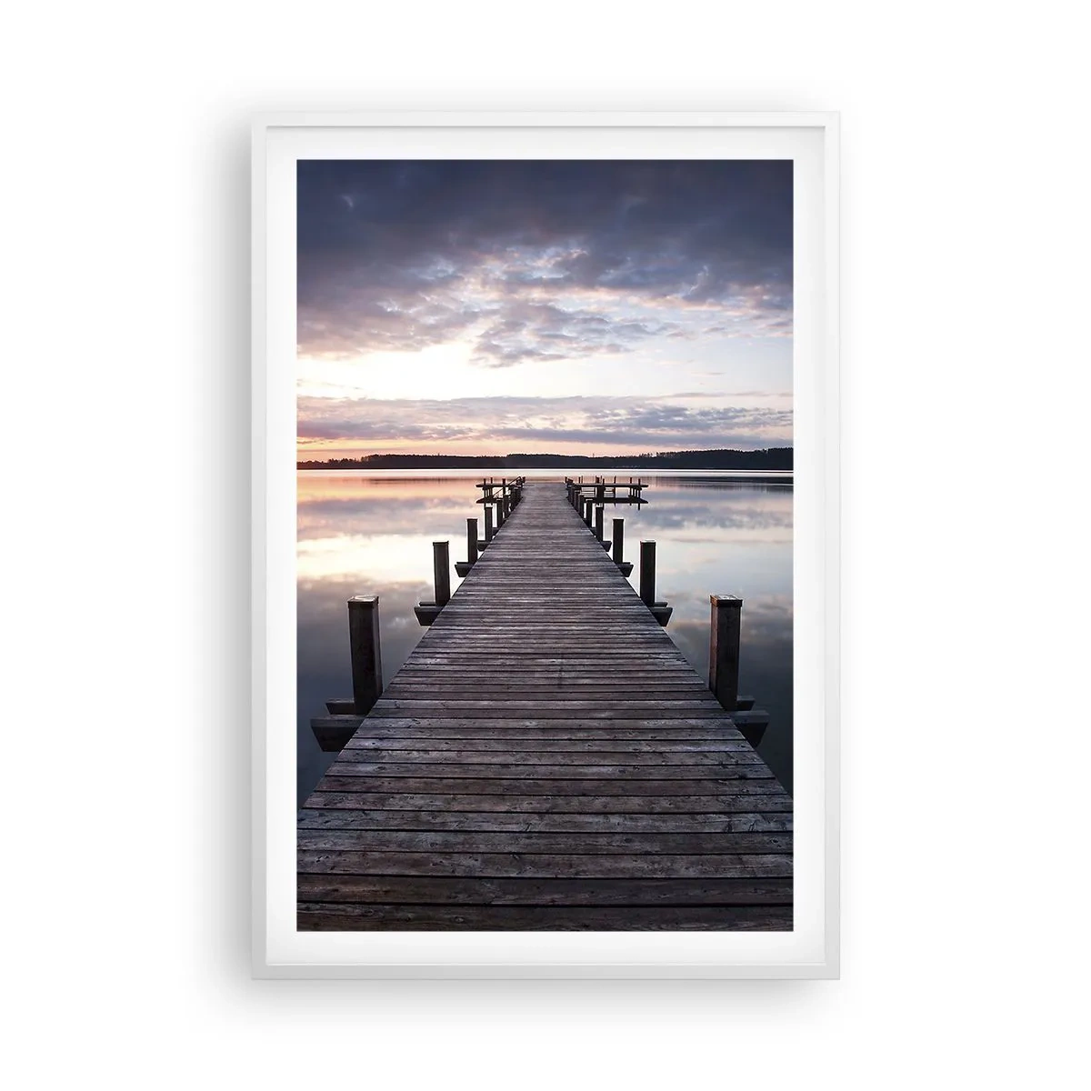 Affiche dans un cadre blanc - Poster - Une frontière tranquille entre le jour et la nuit - 61x91 cm