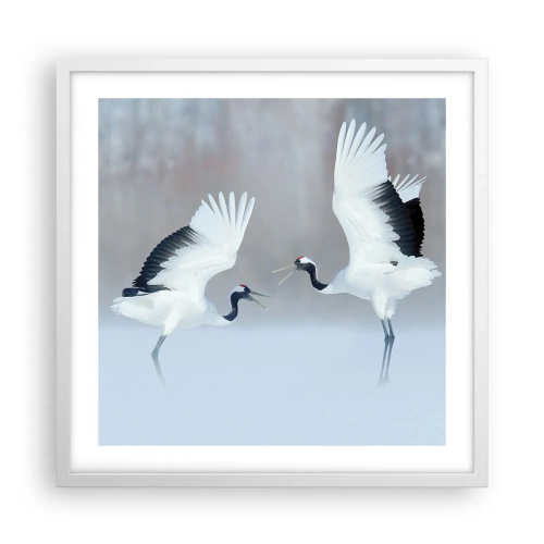 Affiche dans un cadre blanc - Poster - Danse dans le brouillard - 50x50 cm