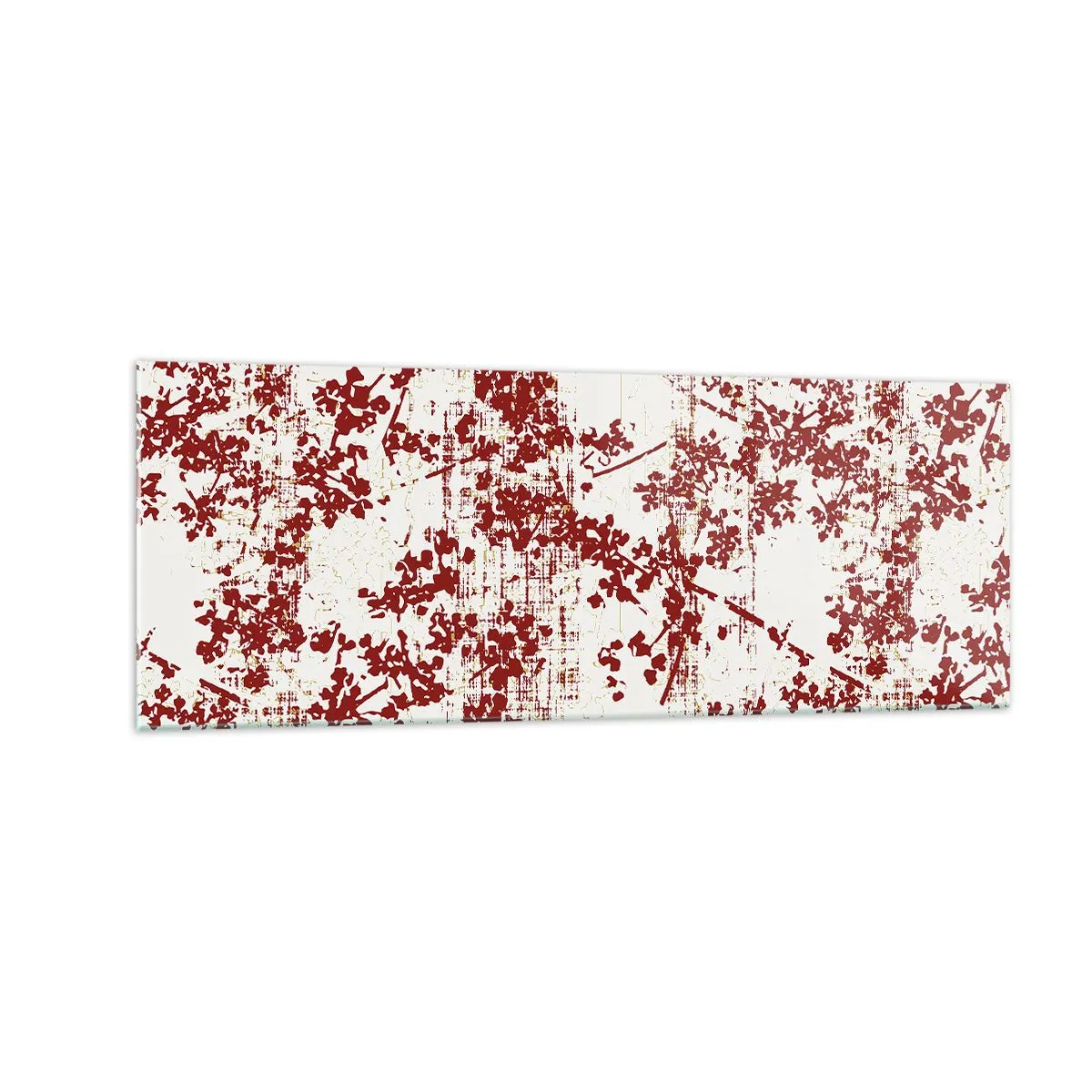 Impression sur verre - Image sur verre - Fleurs rouges sur fond blanc dans un style artistique - 140x50cm - Comme un calicot ancien - Décoration murale moderne pour le salon et la chambre ARTTOR