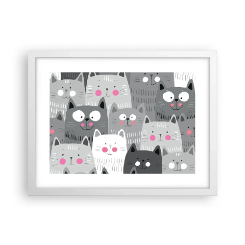 Affiche dans un cadre blanc - Poster - Le monde des chats - 40x30 cm