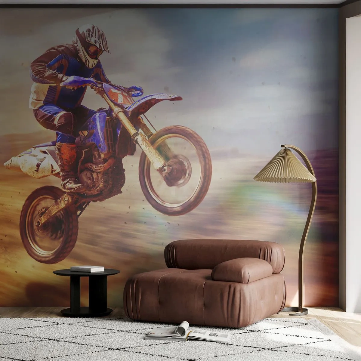 Papier Peint Photo Premium Sand - Vertiges à moto - Motocross, sport, Motocycliste - 450x315 cm