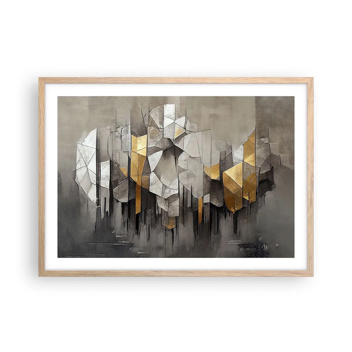 Affiche dans un chêne clair - Poster - Composition de glace et de lumière - 70x50 cm