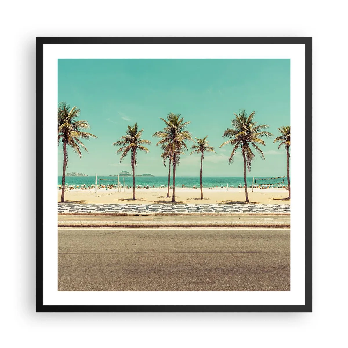 Affiche dans un cadre noir - Poster - Gardien de plage - 60x60 cm