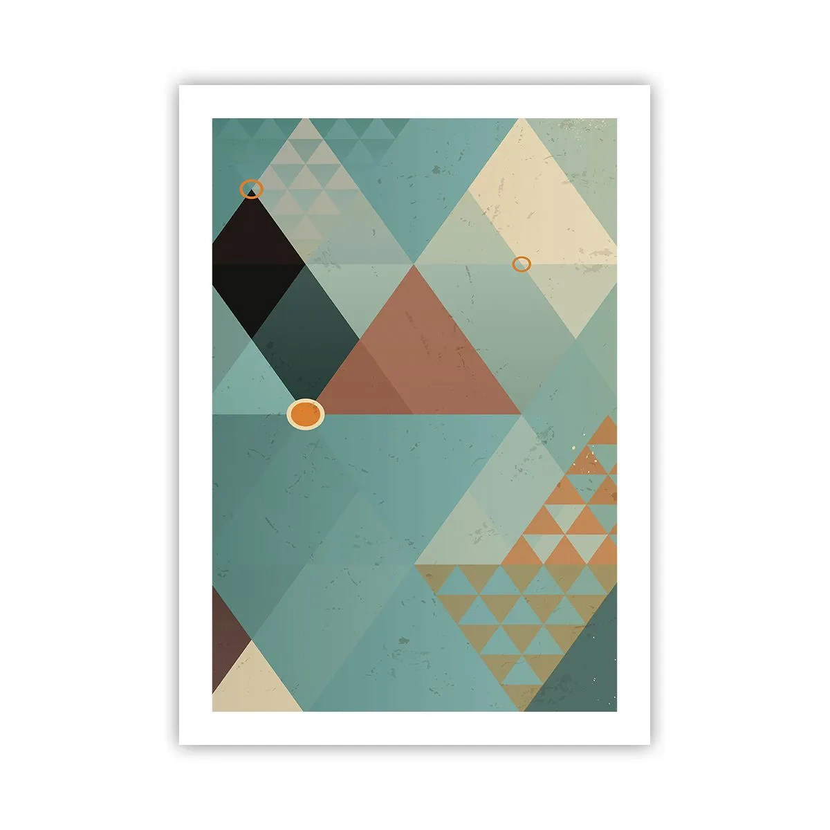 Affiche - Poster - Composition géométrique avec des triangles aux couleurs pastel - 50x70cm - Unité de la multiplicité, multiplicité de l'unité - Décoration murale moderne pour le salon et la chambre ARTTOR