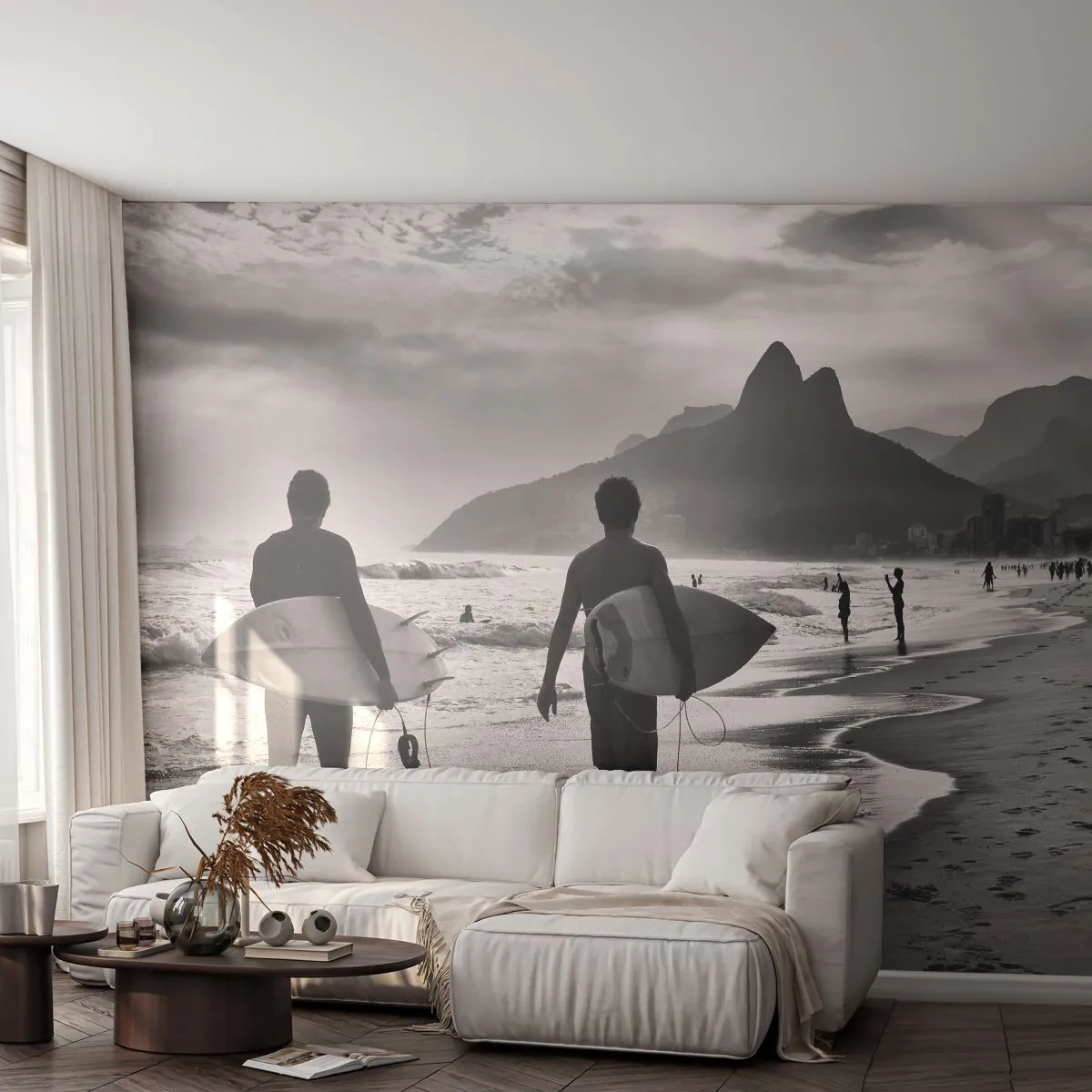 Papier Peint Autocollant Deluxe Sticker - Samba sur une vague - Surfeur, Brésil, Mer - 250x175 cm