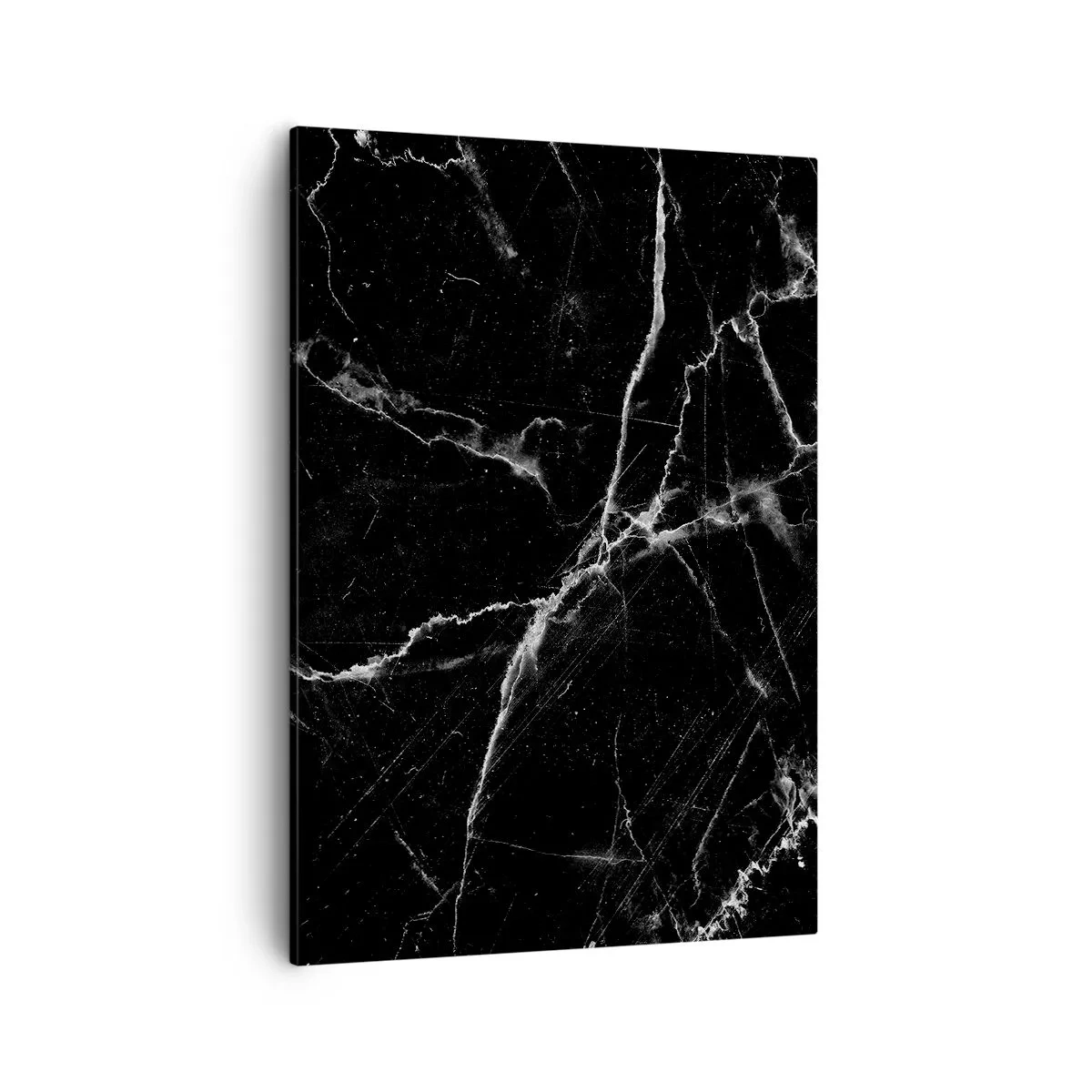 Impression sur toile - Image sur toile - Marbre noir avec des veines blanches dans les détails - 50x70cm - La vie secrète de la pierre - Décoration murale moderne pour le salon et la chambre ARTTOR