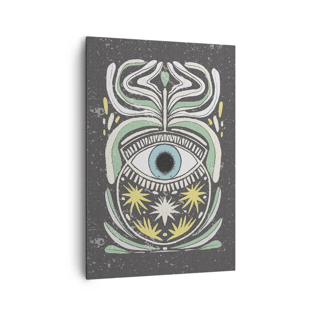Impression sur toile - Image sur toile - Un œil symbolique entouré de motifs abstraits - 70x100cm - Rituels tribaux - Décoration murale moderne pour le salon et la chambre ARTTOR