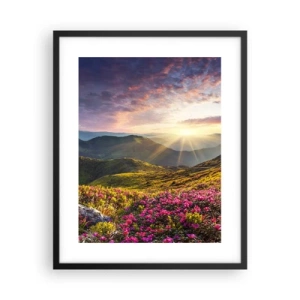 Affiche dans un cadre noir - Poster - Fraîcheur matinale en montagne - 40x50 cm