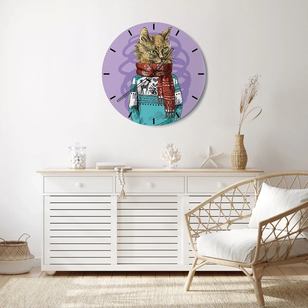 Horloge murale - Pendule murale - Le chat, pas uniquement dans les chaussures - 40x40 cm