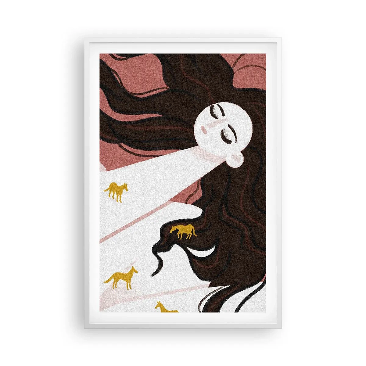 Affiche dans un cadre blanc - Poster - Rêve d'un cheval d'or - 61x91 cm