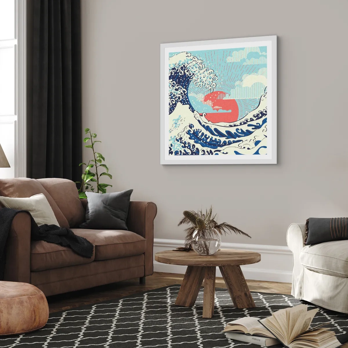 Affiche dans un cadre blanc - Poster - D'une inspiration japonnaise - 30x30 cm