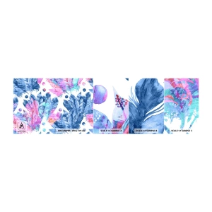 Échantillon de Papier Peint Autocollant Deluxe Sticker - Plumes en rose et bleu - Plume d'oiseau, Illustration colorée, Graphique - 100x30 cm