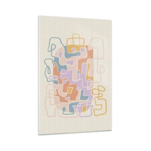 Impression sur verre - Image sur verre - Lignes abstraites pastel créant des motifs géométriques - 70x100cm - Labyrinthe – une aventure joyeuse - Décoration murale moderne pour le salon et la chambre ARTTOR