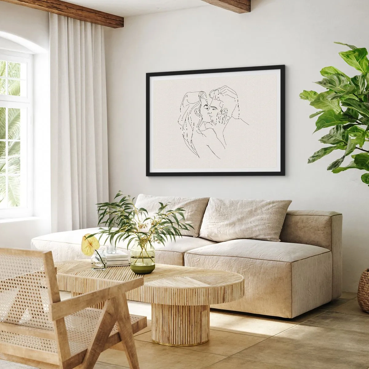 Affiche dans un cadre noir - Poster - Enlacé de sentiment - 91x61 cm