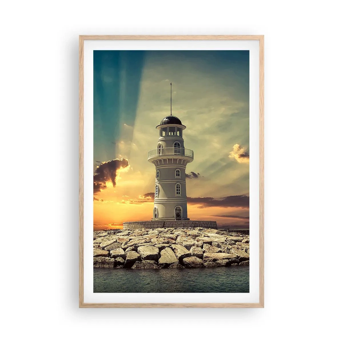 Affiche dans un chêne clair - Poster - Lumière - Bonté - Beauté - 61x91 cm