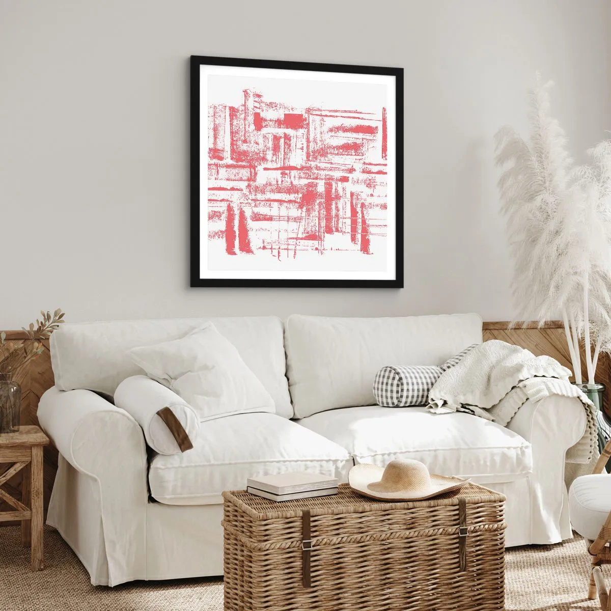 Affiche dans un cadre noir - Poster - La ville rouge - 50x50 cm