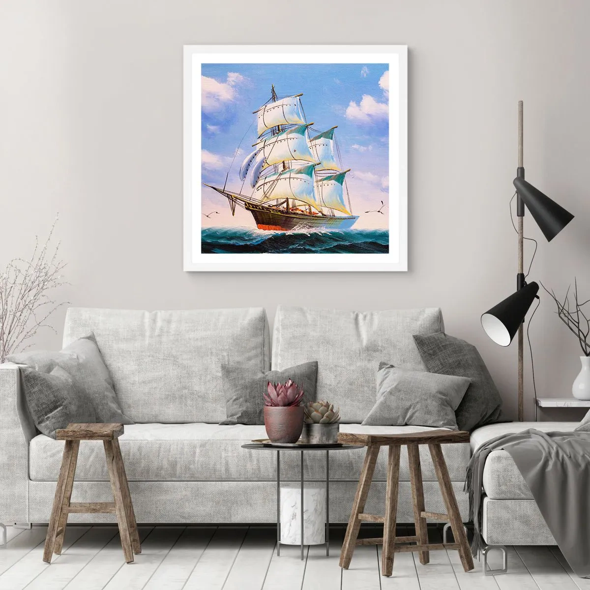 Affiche dans un cadre blanc - Poster - Fièrement avec le vent - 30x30 cm