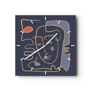 Horloge murale - Pendule murale - Portrait de visage abstrait dans un style minimaliste - 30x30cm - En réflexion - Décoration murale moderne pour le salon et la chambre ARTTOR