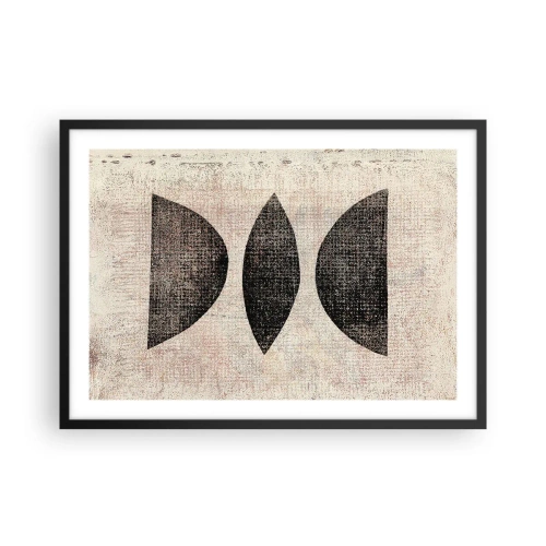 Affiche dans un cadre noir - Poster - Formes ethniques aux tons sombres sur fond clair - 70x50cm - Abstraction ethnique - Décoration murale moderne pour le salon et la chambre ARTTOR