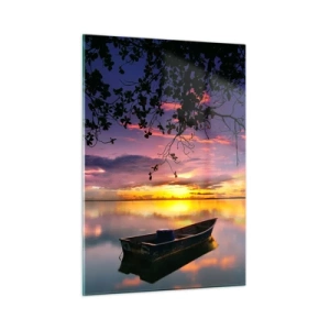 Impression sur verre - Image sur verre - Vous semblez être suspendu au milieu d’un cercle céleste… - 50x70cm - "Tu sembles suspendu au milieu du ciel..." - Décoration murale moderne pour le salon et la chambre ARTTOR