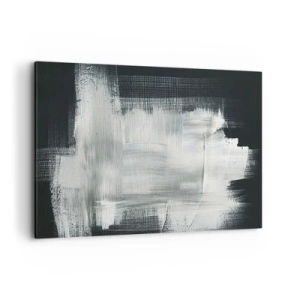 Impression sur toile - Image sur toile - Traits abstraits blancs sur fond sombre - 120x80cm - Tissé à la verticale et à l'horizontale - Décoration murale moderne pour le salon et la chambre ARTTOR