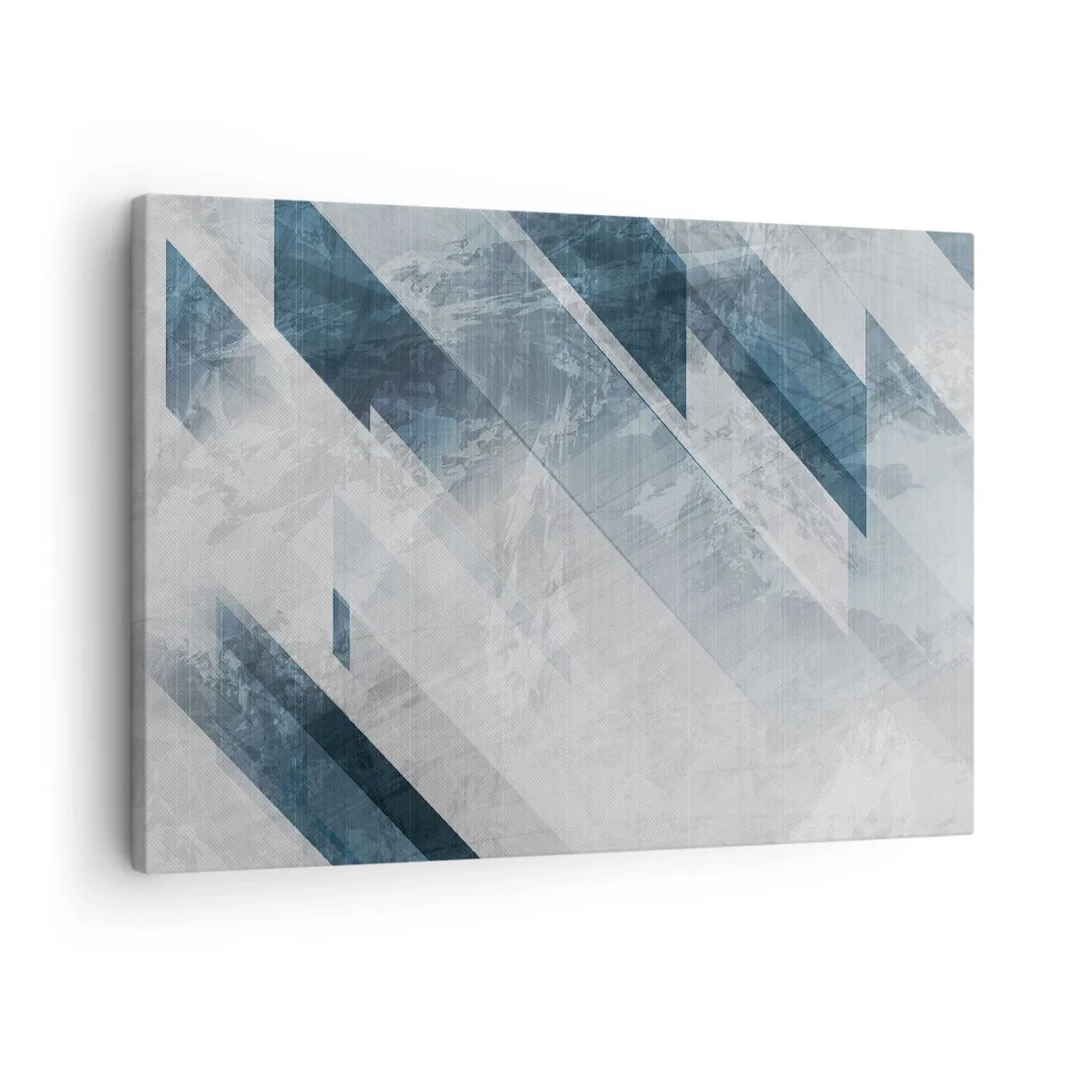Impression sur toile - Image sur toile - Lignes abstraites dans des tons de gris et de bleu - 70x50cm - Composition spatiale - mouvement gris - Décoration murale moderne pour le salon et la chambre ARTTOR